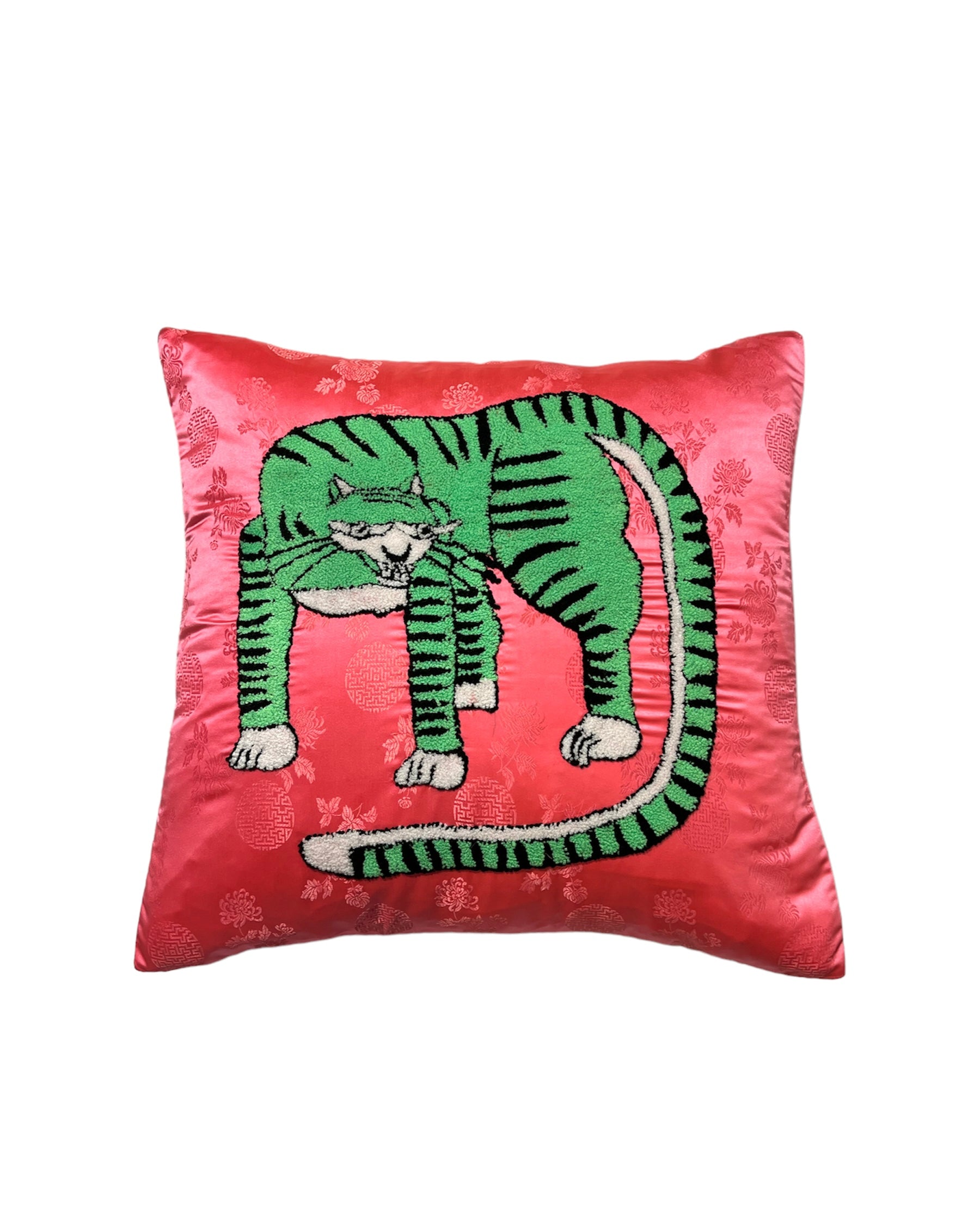 Prowling Tiger Pillowcase - Green/Pink