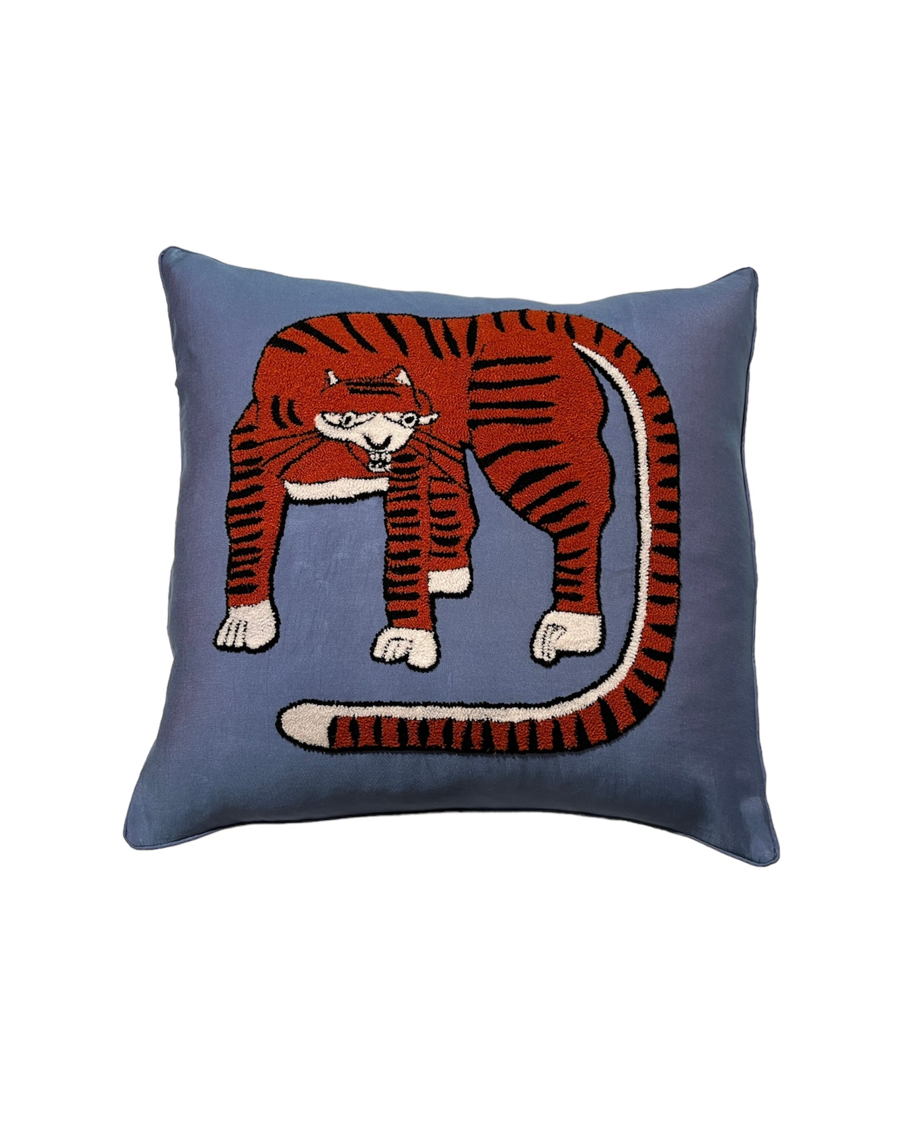 Prowling Tiger Pillowcase - Brown/Blue